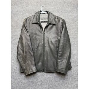 Arrow Men's Leather Jacket Size Large Black Full Zip Long Sleeve Pockets
